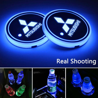LED Car Cup Holder Lights, Custom fit for Sedan SUVs, 7 Colors Changing USB Charging Mat Luminescent Cup Pad, LED Interior Atmosphere Lamp